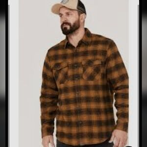 Dakota Grizzly Yellow Orange Gray Plaid Lined Flannel Snap Front Shirt, Size L